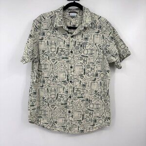 Columbia Men's Rapid Rivers Printed Short Sleeve Shirt Brown Size Medium Canping